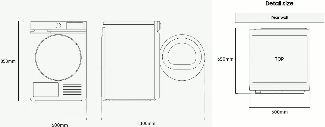 Samsung Bespoke DV90DB8845GB Heat Pump - מייבש כביסה קונדנסור חכם 9 ק"ג | יבואן רשמי – תמונה 5