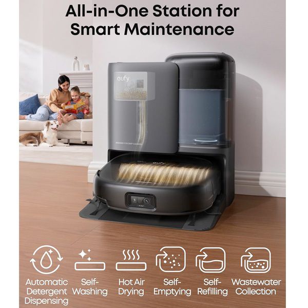 שואב אבק רובוטי שוטף eufy Robot Vacuum Omni E25 – תחנת All-in-One עם שאיבה 20,000Pa - יבואן רשמי | משלוח מהיר