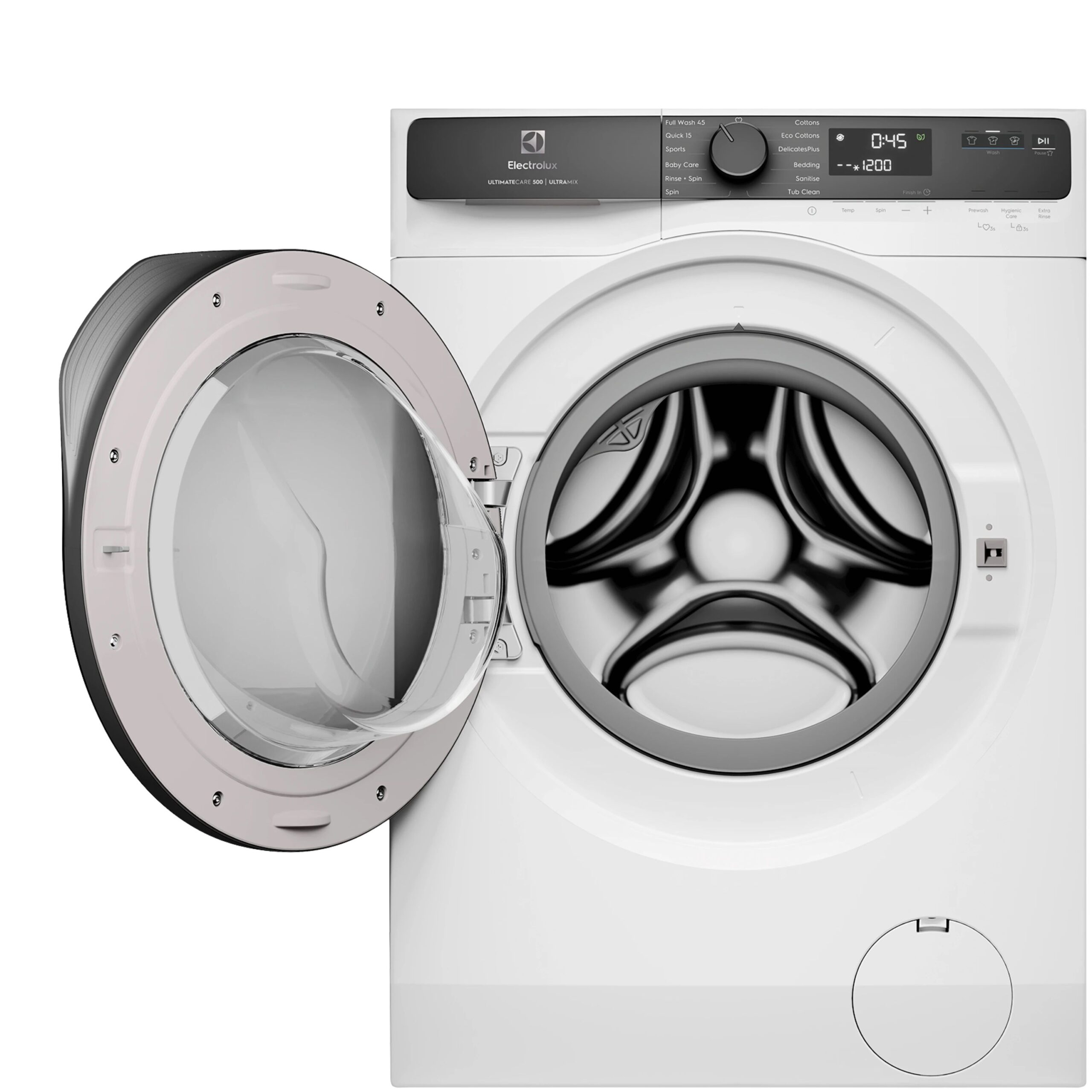 Electrolux EWF1023P5WC - מכונת כביסה 10 ק"ג פתח חזית לבנה-שחורה 1200 סל"ד | יבואן רשמי – תמונה 2