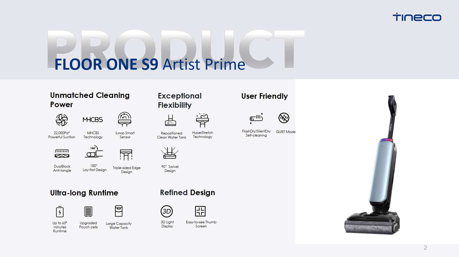 Tineco FLOOR ONE S9 Artist Prime שואב שוטף אלחוטי טינקו 22000Pa עם ניקוי עצמי – תמונה 3