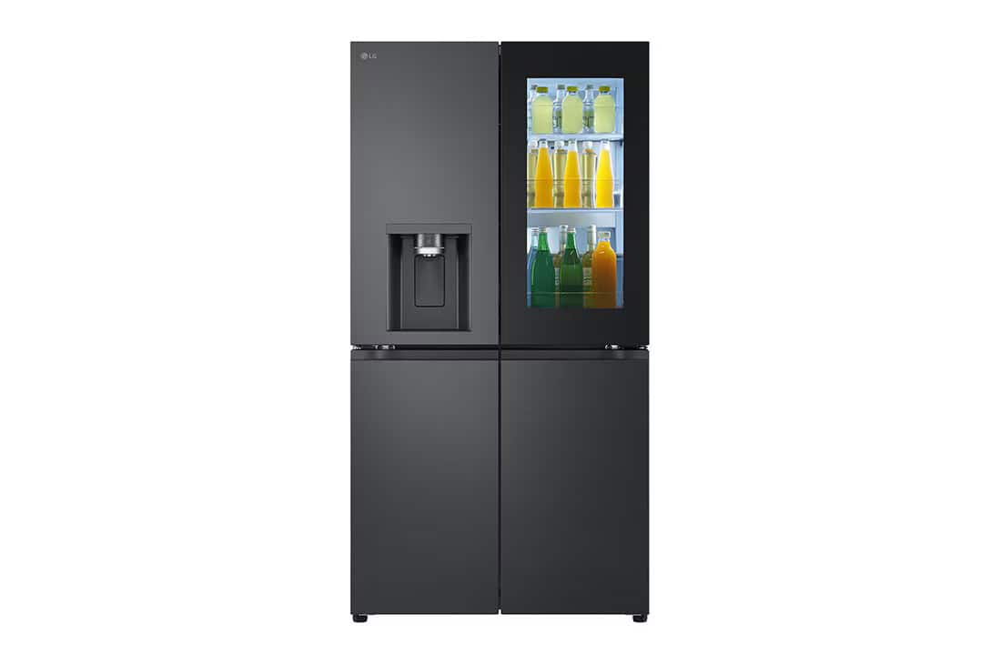 LG GMG960 – מקרר 4 דלתות נפח ענק 638 ליטר עם נוק נוק, בר מים וקרח | שחור מט | משלוח מהיר – תמונה 3