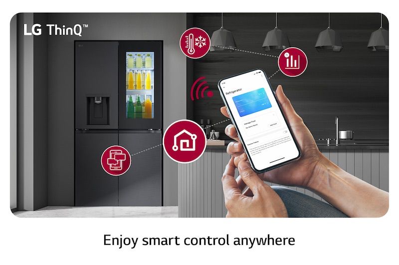 LG GMG960 – מקרר 4 דלתות נפח ענק 638 ליטר עם נוק נוק, בר מים וקרח | שחור מט | משלוח מהיר – תמונה 8