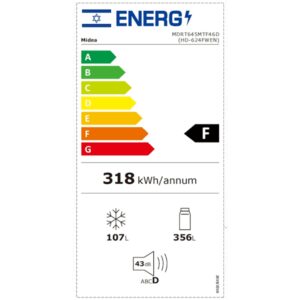 Midea HD-624FWEN – מקרר מקפיא עליון 2 דלתות 465 ליטר נירוסטה מוברשת מידאה | יבואן רשמי