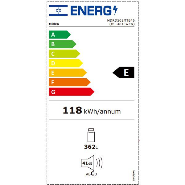 Midea HS-481LWEN – מקרר דלת אחת No Frost בנפח 358 ליטר נירוסטה מידאה | יבואן רשמי – תמונה 2