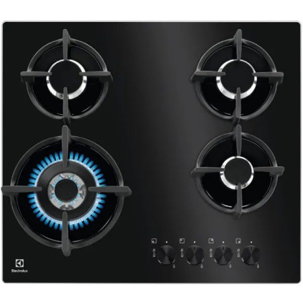 Electrolux KGG6437K כיריים גז 60 ס"מ 4 להבות אלקטרולוקס בצבע זכוכית שחורה | יבואן רשמי