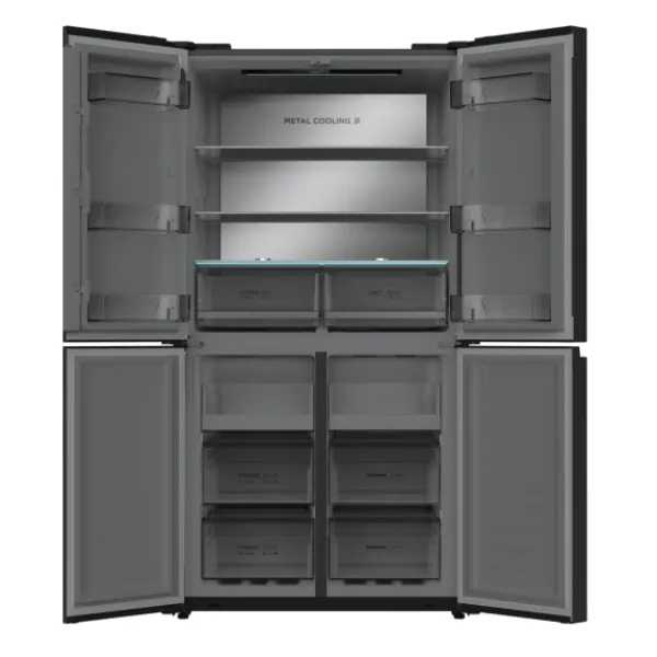 CHiQ MC-R4614GB – מקרר 4 דלתות 601 ליטר זכוכית שחורה יוקרתית עם מקפיא תחתון, NO FROST ותא Flexi-Room | יבואן רשמי – תמונה 2