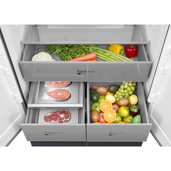 Midea MDRM706BIL70 מקרר 4 דלתות מקפיא תחתון מידאה קו אפס 515 ליטר 60 ס"מ INSTA FIT נירוסטה | שחורה רשמי – תמונה 7