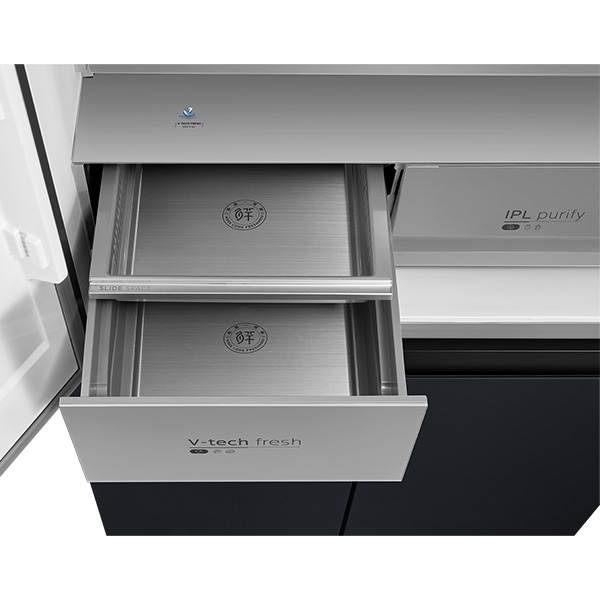 Midea MDRM706BIL70 מקרר 4 דלתות מקפיא תחתון מידאה קו אפס 515 ליטר 60 ס"מ INSTA FIT נירוסטה | שחורה רשמי – תמונה 8