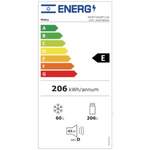 Midea MDRT385MTL46 – מקרר מקפיא עליון 2 דלתות NF בנפח 266 ליטר נירוסטה מוברשת מידאה אינוורטר | יבואן רשמי
