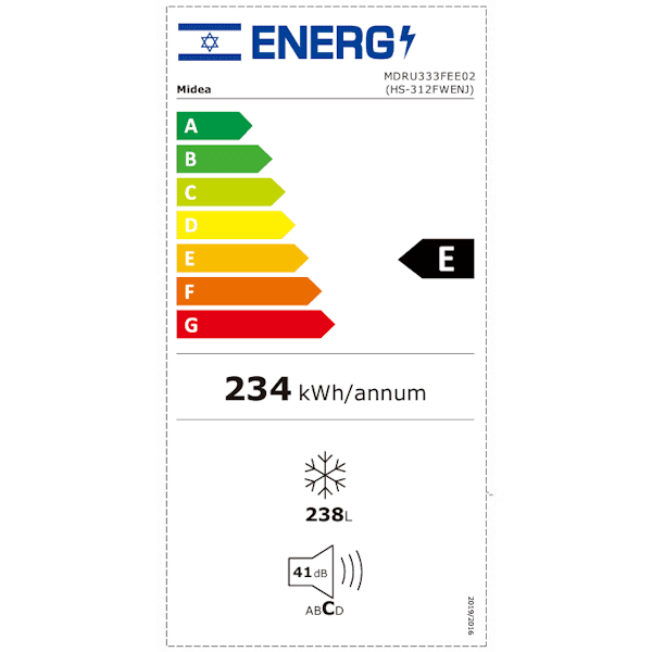 Midea MDRU333FEE02 – מקרר/מקפיא 7 מגירות 238 ליטר No Frost מידאה נירוסטה עם צג דיגיטלי | יבואן רשמי