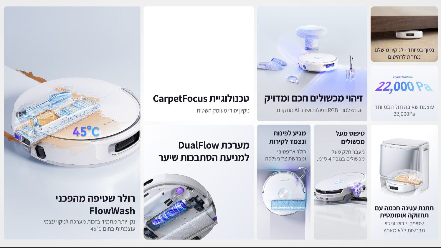NARWAL Flow שואב אבק רובוטי שוטף 22,000Pa עם ריקון עצמי וניווט AI | יבואן רשמי-משלוח מהיר – תמונה 2