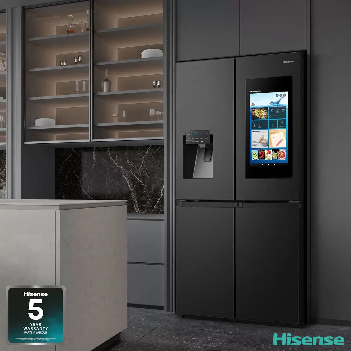 מקרר 4 דלתות Hisense RQ760N4IFE – בנפח 577 ליטר עם מסך טאצ׳ 21״ ובר קרח | יבואן רשמי – תמונה 6
