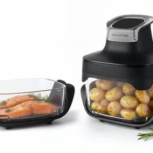 SMARTER Air Fryer - סיר טיגון ללא שמן עם 2 קערות זכוכית 4.5+2.5 ליטר 1500W לאפייה וטיגון בריא | יבואן רשמי-משלוח מהיר