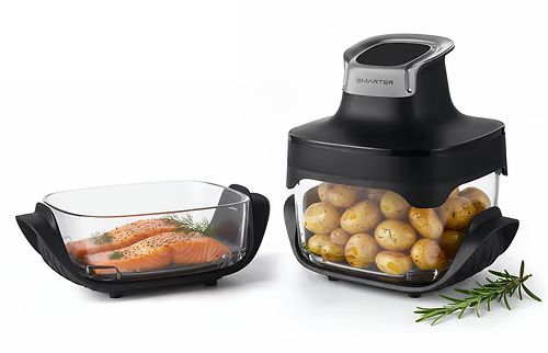 SMARTER Air Fryer - סיר טיגון ללא שמן עם 2 קערות זכוכית 4.5+2.5 ליטר 1500W לאפייה וטיגון בריא | יבואן רשמי-משלוח מהיר