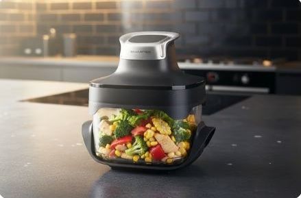 SMARTER Air Fryer - סיר טיגון ללא שמן עם 2 קערות זכוכית 4.5+2.5 ליטר 1500W לאפייה וטיגון בריא | יבואן רשמי-משלוח מהיר – תמונה 5