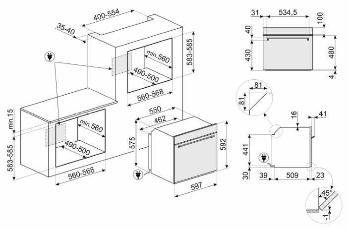תנור בנוי SMEG SFP6301TVN – פירוליטי 70 ליטר בעיצוב שחור מט | מסדרת Classica – תמונה 2