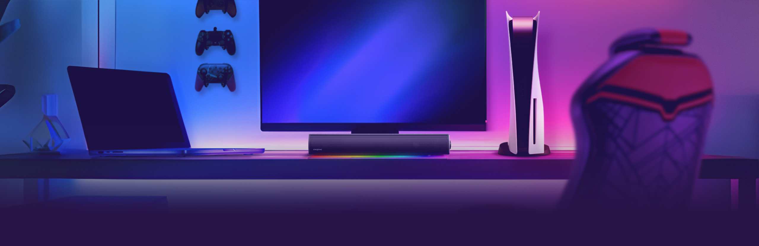 מקרן קול לגיימינג Creative Sound Blaster GS5 ברוחב 51 ס"מ 60W עם תאורת RGB יבואן רשמי