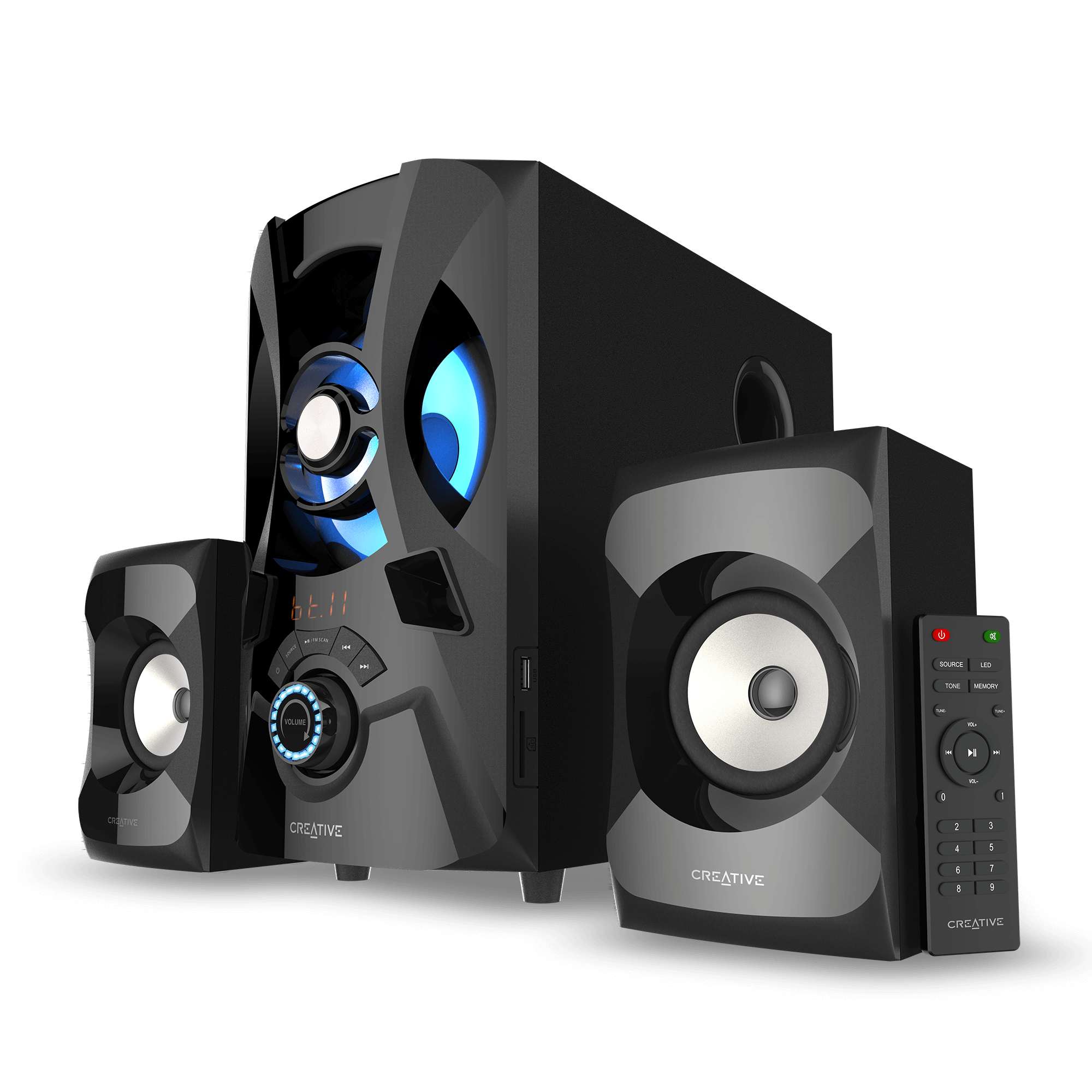 רמקולים למחשב ולטלוויזיה Creative SBS E2900 2.1 אלחוטי בלוטות' 60W RMS עם שלט רחוק יבואן רשמי – תמונה 7