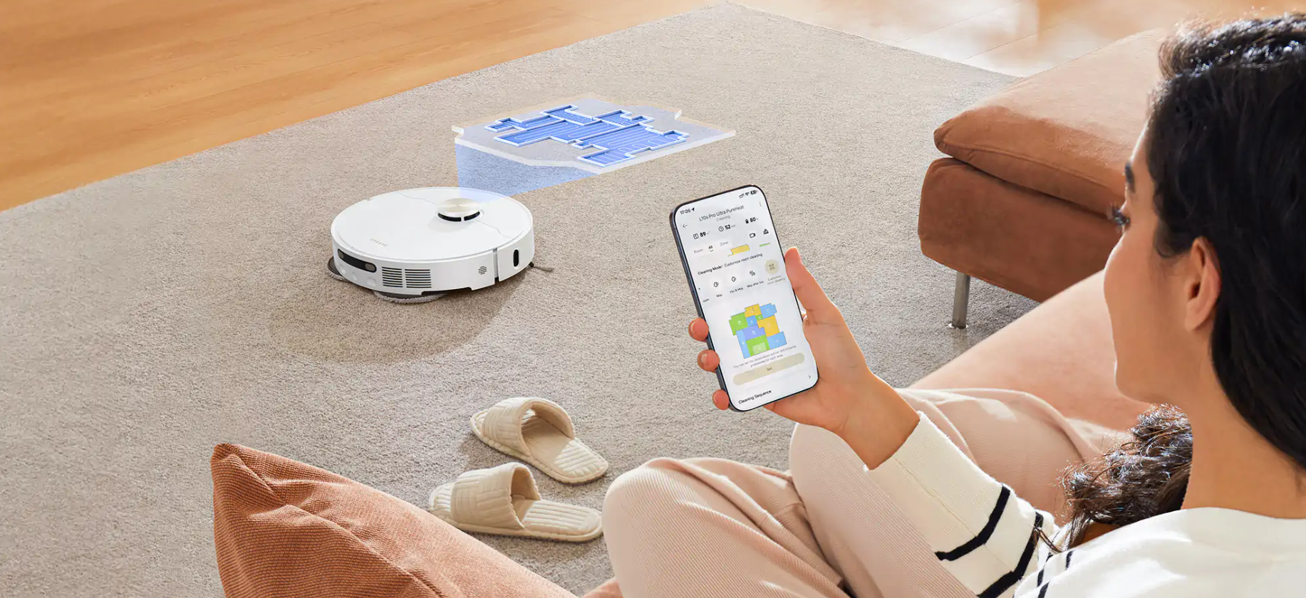 שליטה באמצעות אפליקציית DREAME HOME באמצעות בקרת האפליקציה לנייד, תוכל לנהל ולהתאים אישית את פעולות הניקוי של שואב האבק הרובוטי Dreame L10s Pro Ultra