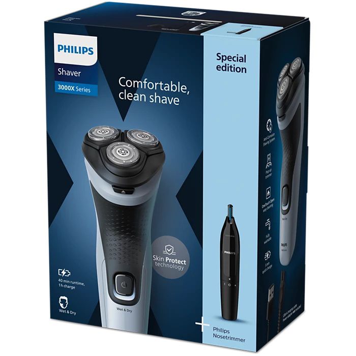 מכונת גילוח Philips X3003/02 – גילוח רטוב ויבש עם קוצץ אף | יבואן רשמי-משלוח מהיר – תמונה 2