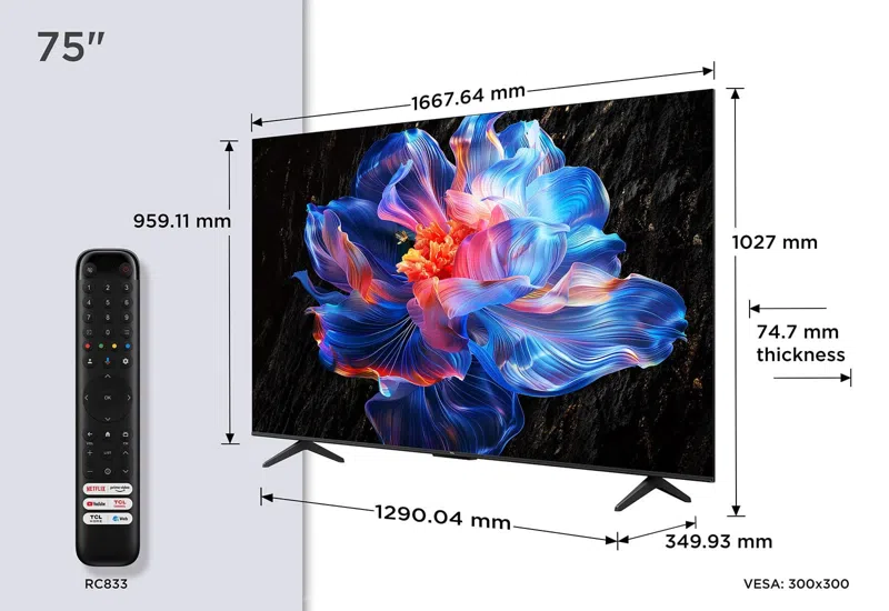 טלוויזיה חכמה 75 אינץ׳ TCL 75V6C – מסך 4K Google TV ענק עם Dolby Atmos | יבואן רשמי-משלוח מהיר – תמונה 5
