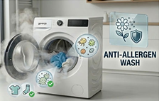 מכונת כביסה 8 ק"ג Gorenje WNH80 גורניה מנוע אינוורטר 1400 סל"ד עם שטיפה באדים ודירוג A