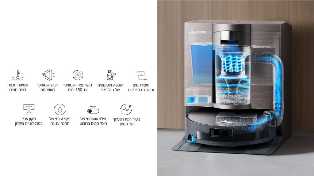 שואב רובוטי ECOVACS DEEBOT X11 OmniCyclone – תחנה ללא שקית, שטיפה ב־75°C ועוצמת 19,500Pa | יבואן רשמי-משלוח מהיר – תמונה 7