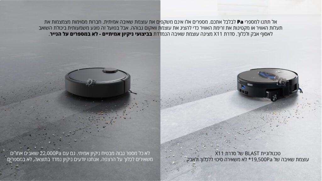 שואב רובוטי ECOVACS DEEBOT X11 OmniCyclone – תחנה ללא שקית, שטיפה ב־75°C ועוצמת 19,500Pa | יבואן רשמי-משלוח מהיר – תמונה 11