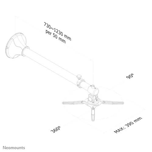 Neomounts BEAMER-W100SILVER - מתקן קיר אוניברסלי טלסקופי למקרן עם תנועה מלאה | יבואן רשמי – תמונה 3