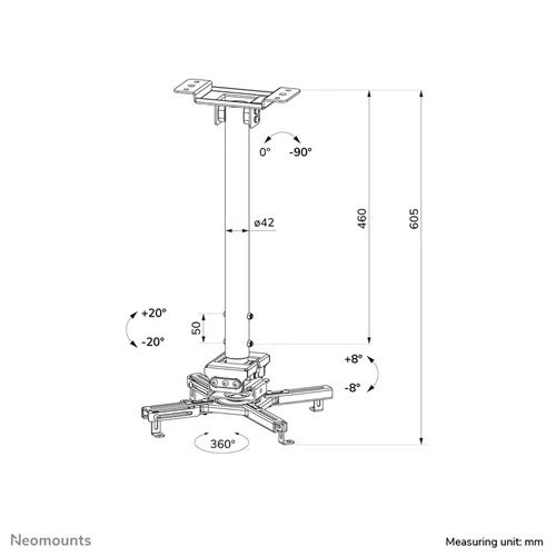 Neomounts CL25-540BL1 - מתקן תקרה למקרן עם כיוונון מלא וגובה מתכוונן | יבואן רשמי – תמונה 4