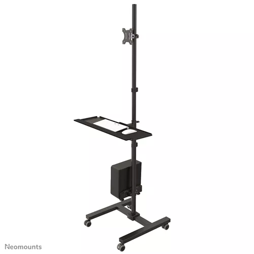 Neomounts FPMA-MOBILE1700 – תחנת עבודה ניידת למסכים 10"-32" עם מדף מחשב ומגש מקלדת | יבואן רשמי – תמונה 3