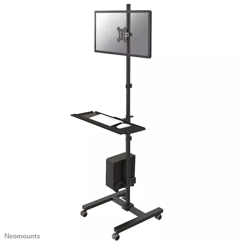 Neomounts FPMA-MOBILE1700 – תחנת עבודה ניידת למסכים 10"-32" עם מדף מחשב ומגש מקלדת | יבואן רשמי – תמונה 4