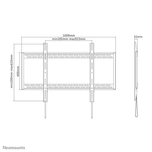 Neomounts LFD-W1000 - מתקן צמוד קיר למסכים 60-100 אינץ' | נשיאה עד 125 ק"ג | יבואן רשמי – תמונה 2