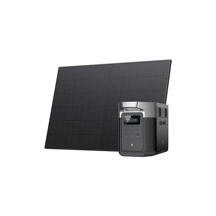 קיט סולארי ECOFLOW תחנת כוח DELTA2MAX + פאנל סולארי קשיח 400W - הספק כולל 2.4kW קיבולת תחנת כוח 2kWh פאנל סולארי 400W קשיח משוריין כבל מאריך XT60 ל MC4 לחיבור נוח וקל עם מטען לרכב ומטען קיר להטענה מהירה מכל מקום.