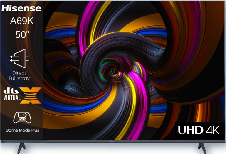 Hisense 50A69K UHD 4K בתמונה רואים טלוויזיה חכמה Hisense דגם 50A69K החדש