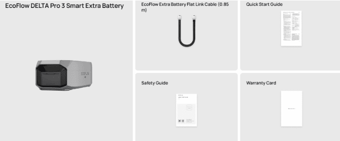 EcoFlow DELTA Pro 3 Extra Battery - תכולת האריזה תכולת האריזה של תא הרחבה EcoFlow DELTA Pro 3