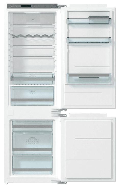 מקרר אינטגרלי Gorenje NRKI2181A1: פתרון אחסון מזון חדשני ויעיל התמונה מציגה מקרר אינטגרלי Gorenje NRKI2181A1 פתוח, חושף את הפנים המרווחות והפונקציונליות שלו. המקרר מצויד במגוון טכנולוגיות מתקדמות, כגון NoFrost, IonAir ו-AdaptTech, לשמירה על טריות המזון לאורך זמן רב יותר. הוא כולל גם תא CrispZone ייעודי לפירות וירקות, מגירות אחסון מרווחות ותאורת LED חסכונית באנרגיה. המקרר האינטגרלי Gorenje NRKI2181A1 הוא בחירה מצוינת עבור מי שמחפש פתרון אחסון מזון מודרני, יעיל ואסתטי.