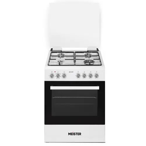 תנור בישול ואפיה משולב MEISTER מייסטר M6060W נפח תא הבישול 67 ליטר 7 תכניות בישול ואפייה דלת זכוכית כפולה 4 כפתורי בקרה דירוג אנרגטי B