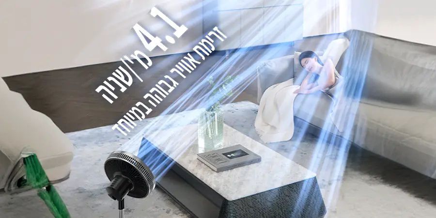 סיבוב אוטומטי 120° במאוורר JIMMY JF35 מאוורר JIMMY JF35 עם סיבוב אוטומטי 120 מעלות לפיזור אוויר אחיד ונעים יותר בחדר