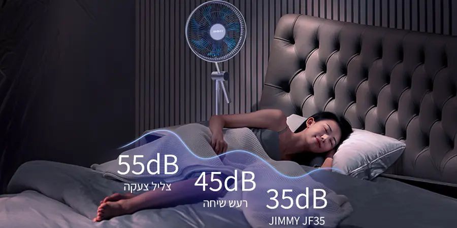 מאוורר JIMMY JF35 בפעולה שקטה במיוחד, מתאים לחדר שינה, משרד וממ״ד