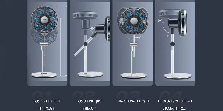 מאוורר JIMMY JF35 עם אפשרויות כוונון גובה, זווית והטיית ראש להתאמה מלאה