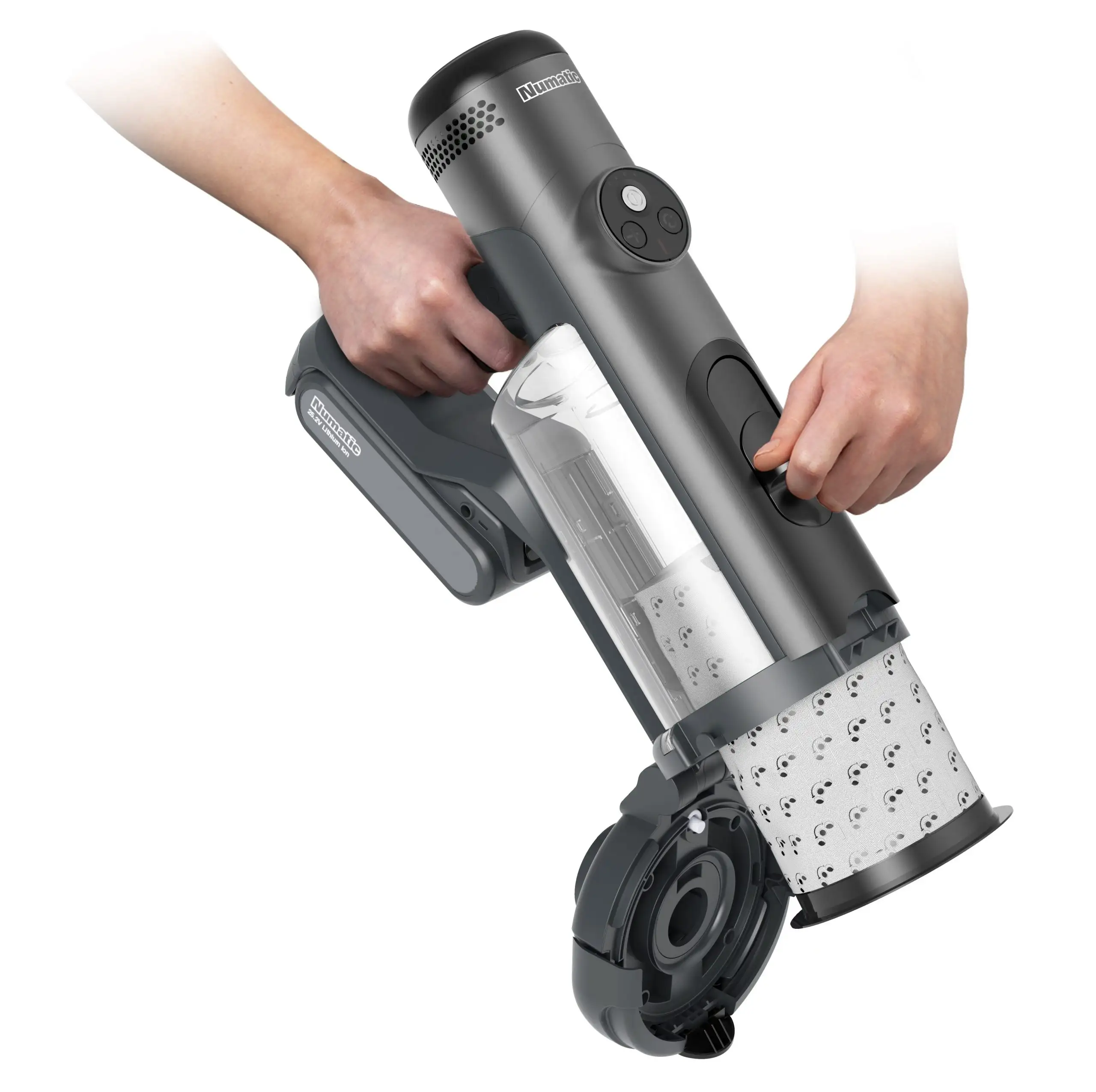 NUMATIC QUICK GREY - שואב אבק אלחוטי נטען עם ריקון היגייני וסוללה 25.2V | יבואן רשמי – תמונה 8