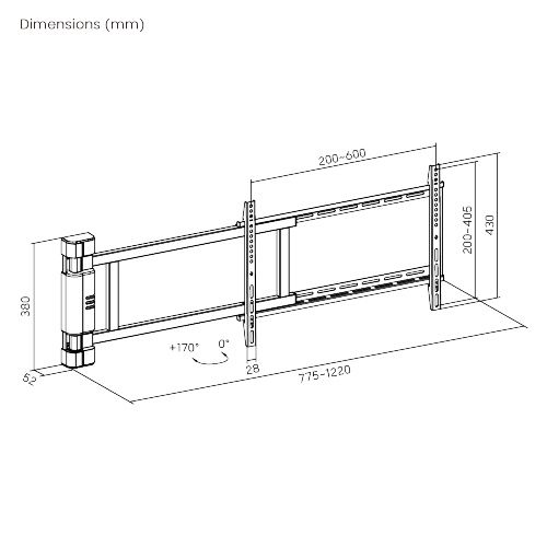EAZO U600E - זרוע קיר חשמלית מתכווננת לטלוויזיה 32-75 אינץ' | יבואן רשמי – תמונה 4